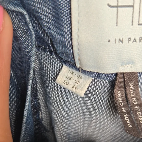 HD in Paris Blue Asymmetrical High-Low Skirt Chambray Western Cowgirl Boho - Picture 4 of 5